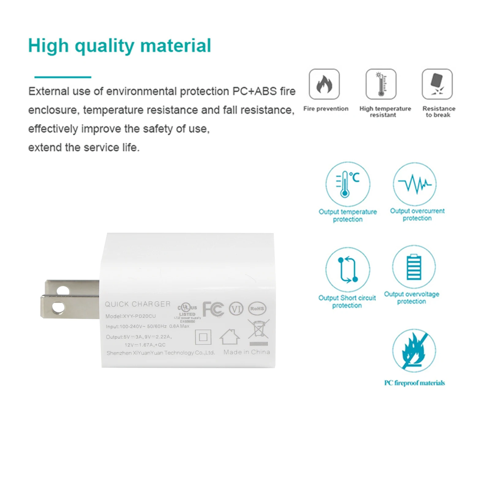 Pd White Color 18W Power Adapter Charger 9