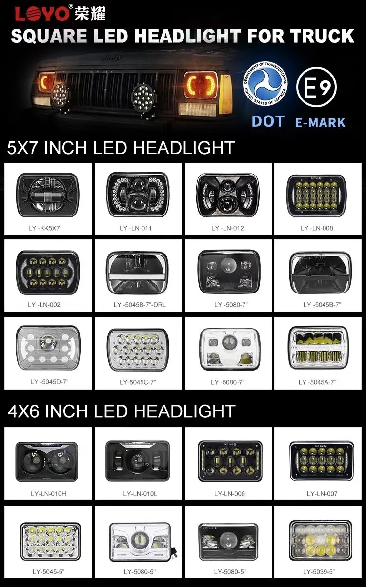 Faros LED Cuadrados 7 Pulgadas 5X7 45W Luz De Señal De Giro De Haz Alto/bajo Con DRL Para Luc De Trabajo De Camion Y Coch 4X4 Fuera De Carretera - China Los
