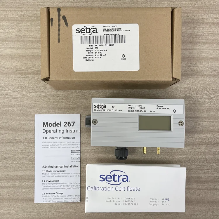 Setra 267 Hvac Cleanroom Low Differential Pressure Transducer Furnace