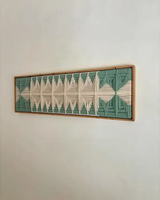 Green Brown Macrame Cotton Thread Wall Hanging Painting 3D Wall Art Decoration for Home Apartment Living Room Bedroom EH2502060