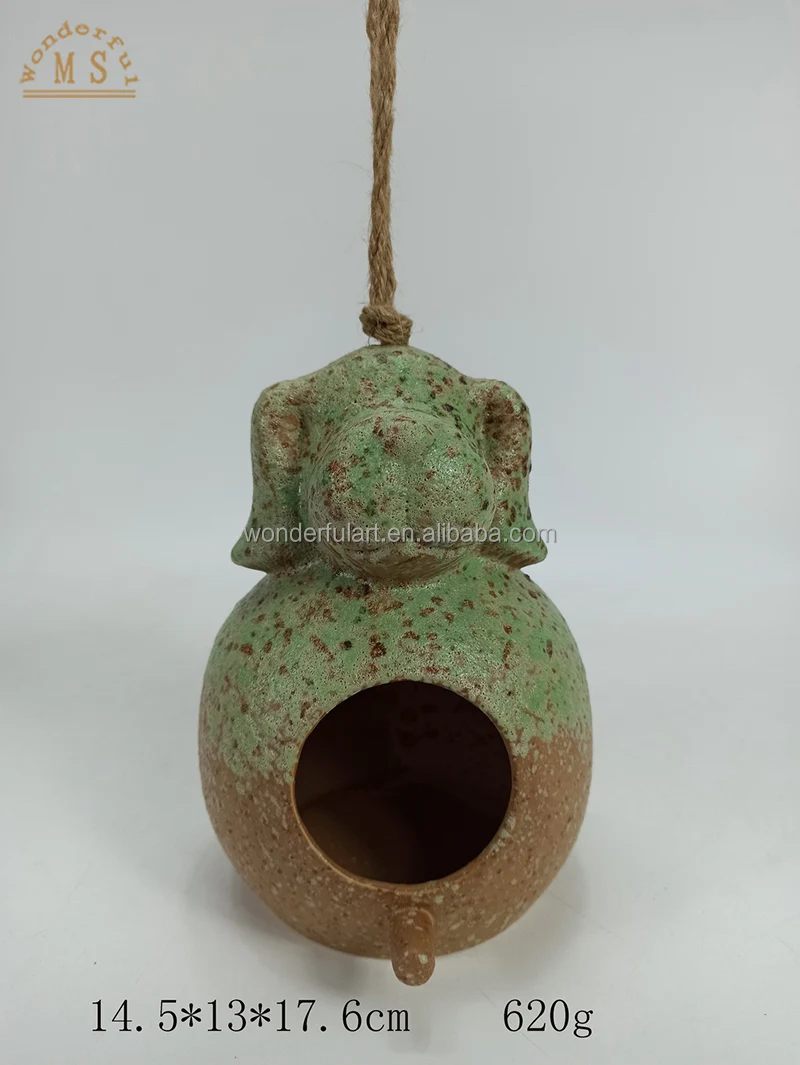 OEM Humming Birds House Feeder Teapot Shape Stoneware Bird Cage Ceramic Bird Nest Feeder Easy Clean for Pet Small Animal's Home