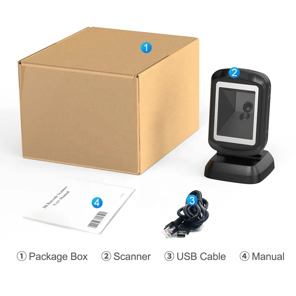 Xincode High Quality 2D Desktop Qrcode Tablet Barcode Scanner Supermarkets Omnidirectional Qr Bar Code Reader Scanners Platform