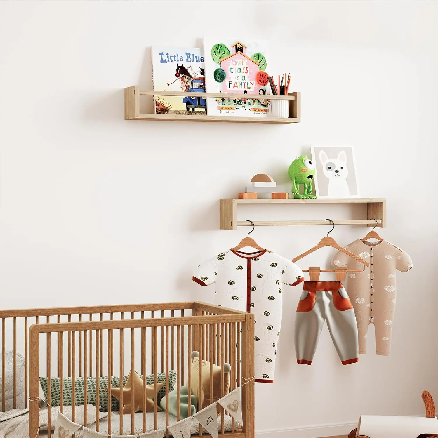 Nursery Book Shelves Floating Bookshelves For Nursery Decor Solid Wood ...