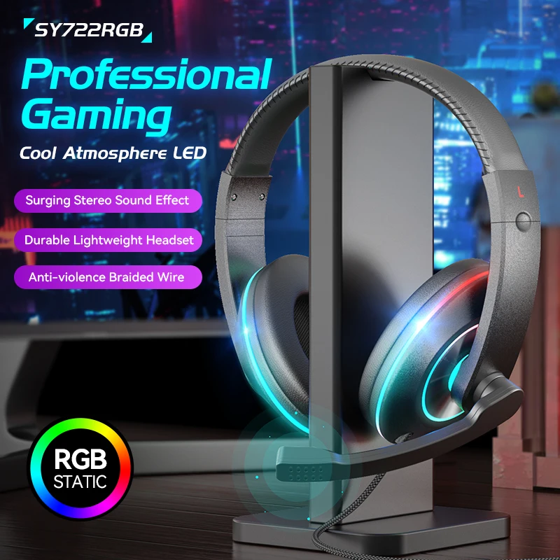 SY722 Best Online Learning Headsets with USB Plug Wired Office Headphone  Gaming with Mic