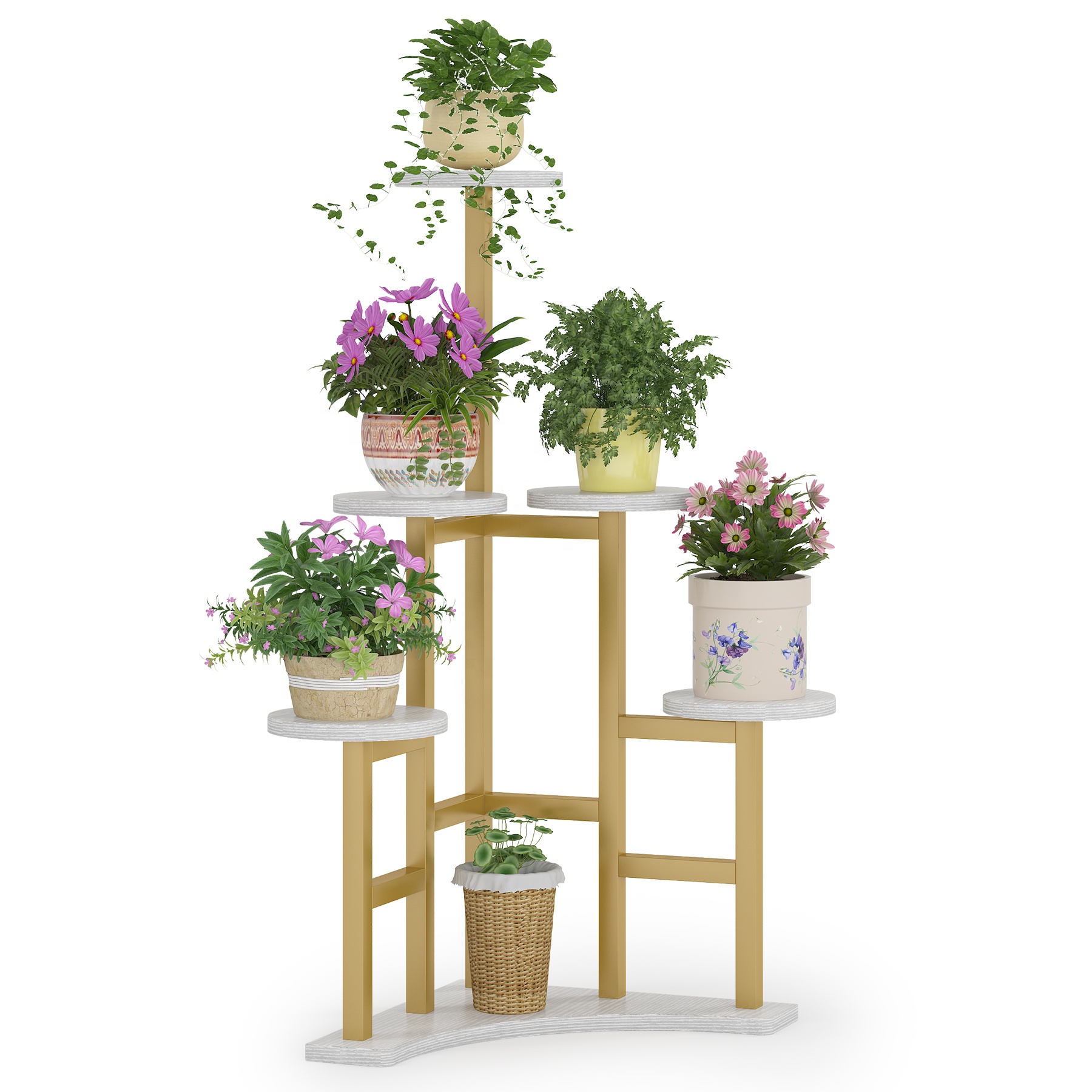Mini Scaffale In Legno Per Piante 2 Livelli - Espositore Per Fiori Da Interno/Esterno, 52x15x16.5 Cm