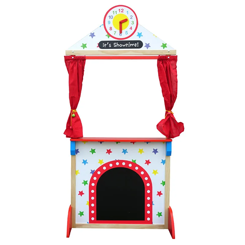 Wooden Educational Puppet Theater Kids Role Play Toy Wooden Puppet ...