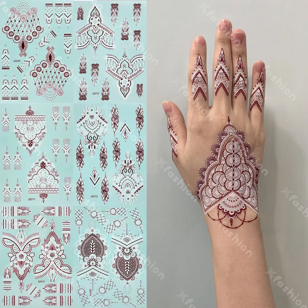 Henna Tattoo Stencil For Women Temporary Body Art Mehndi Stencil Designs  Tattoo Templates For Hand Painting Flower Tattoo - Temporary Tattoos -  AliExpress