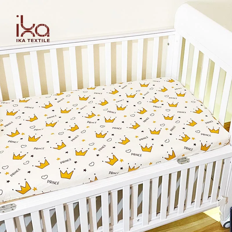 Оптовая продажа, 100% хлопок, плетеная твиловая натяжная простыня для детской кроватки, эластичный матрас, защитный чехол для малышей