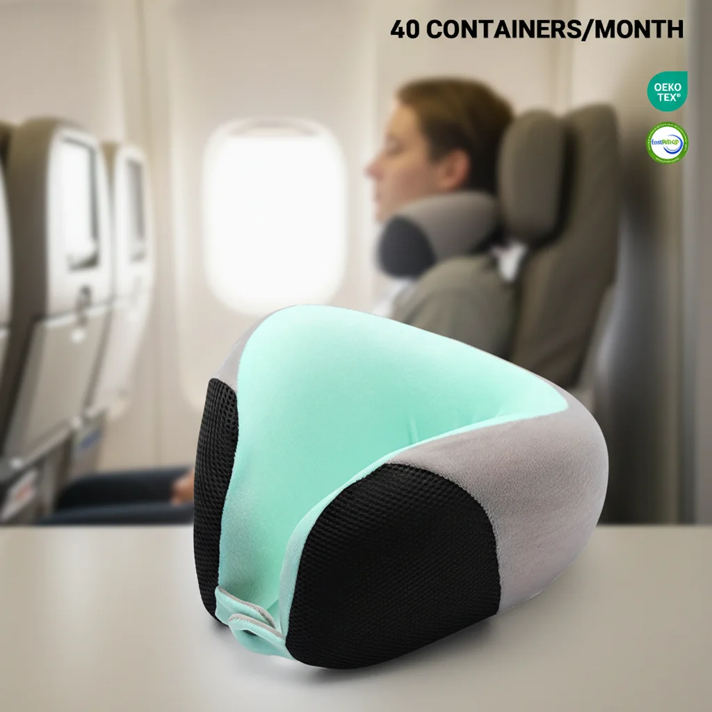 EU Material Inspection Dust Mite Resistant Portable Breathable Foldable Travel Pillow,  Support Small Batch Supply