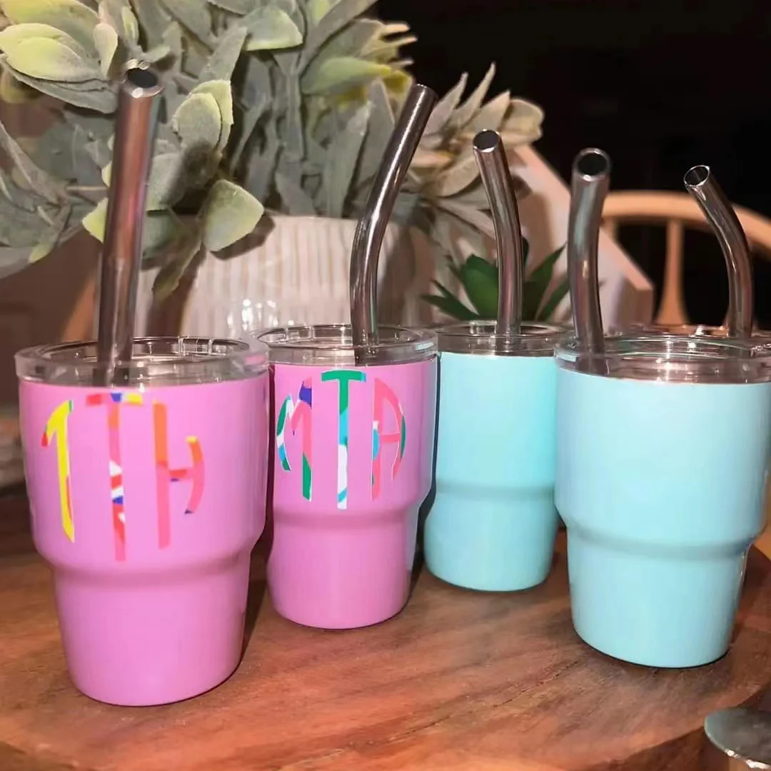 DD1862  Mini Double-Wall 2oz Insulated Demitasse Cup Heavy Base Stainless Steel Espresso Tumbler Shot Glass Set