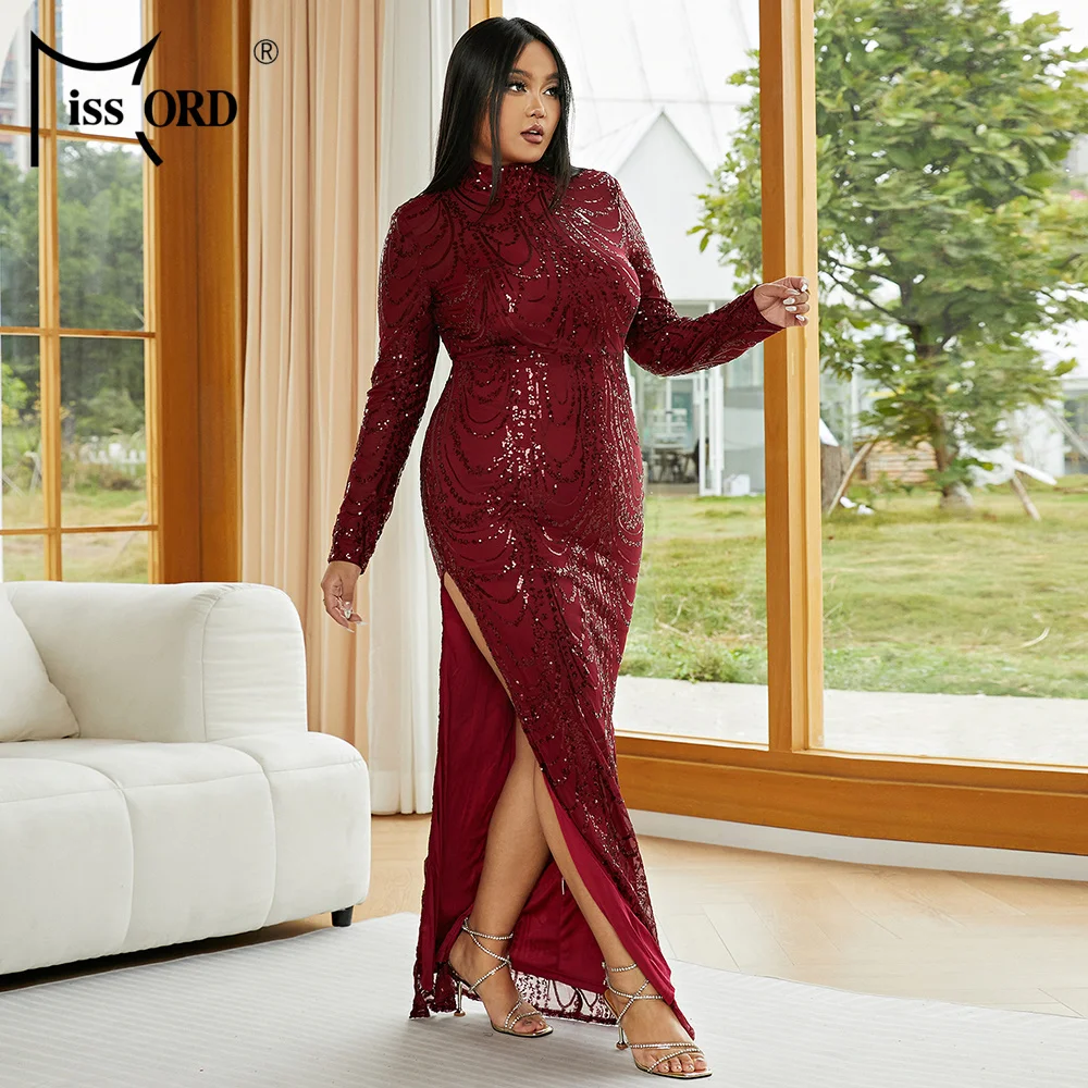 fitted lace wedding dress Plus Size Chiffon Surpliced Long Sleeve Dress – 2020AVE main image 1