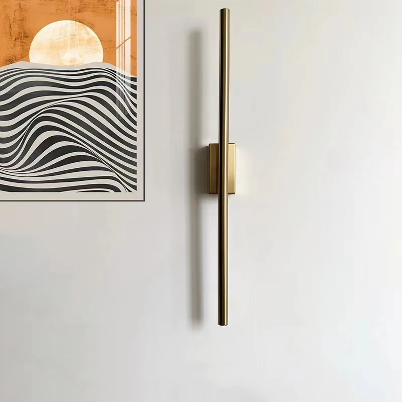 Modern Simple Linear Tube Led Wall Lamp up Down Background Led Wall Sconce Black Gold Bedside Corridor Living Room Wall Light