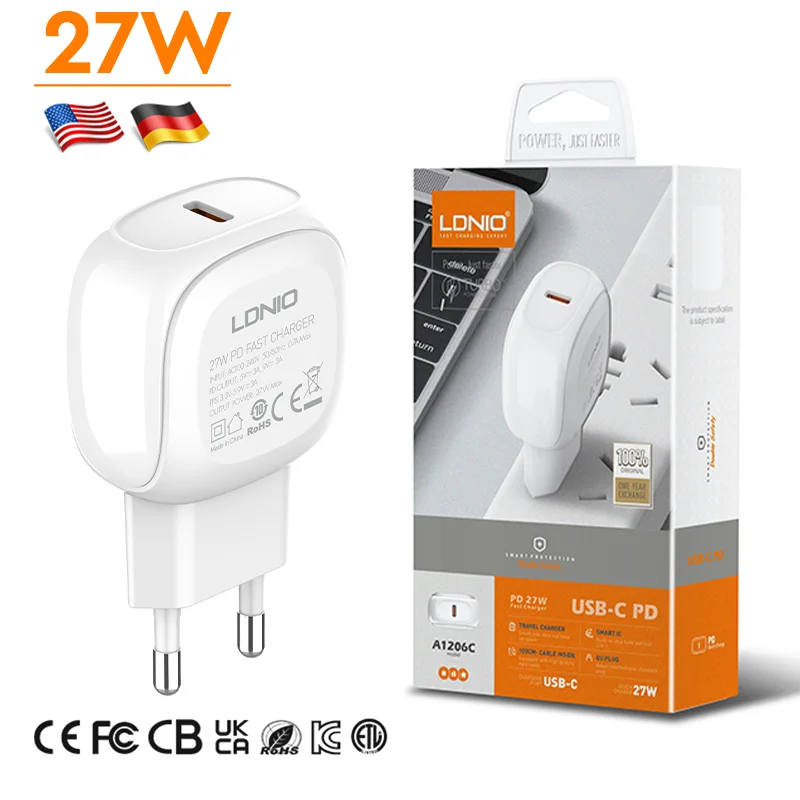 LDNIO A1206C 27W USB Type-C PD Charger Fast Reliable