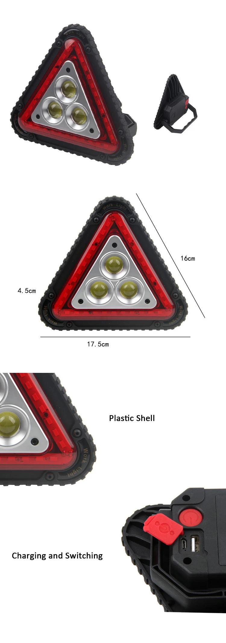 Cob Portable Spotlights Led Work Light Usb Rechargeable Flashlight 4-Mode Signal Lamp For Camping