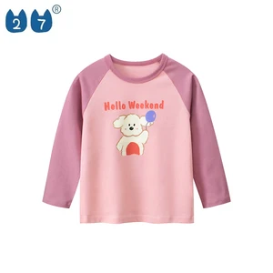Soft Loose-fitting Children T-Shirts Solid Printing Pattern Long Sleeve T-Shirts