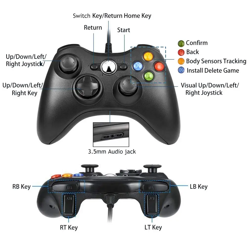 
 Геймпад для Microsoft Xbox 360, проводной джойстик Joy Pad, USB геймпад, контроллер для консоли Xbox 360 и ПК  