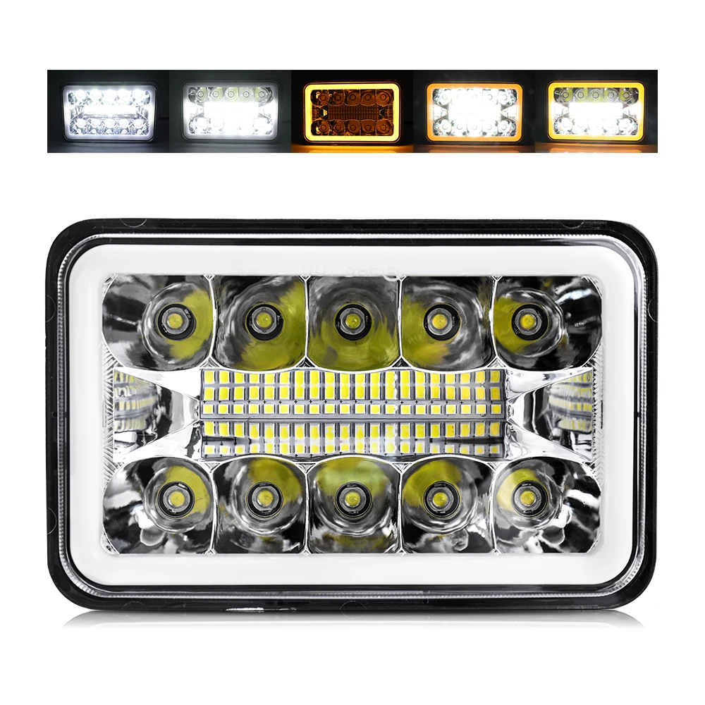 High Power 4x6 Rectangular LED Headlight 72w 5inch Square Led Lights for Car Replacement Truck Kenworth