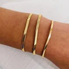 14k Gold Wholesale Chain 14K Gold Silver Stainless Steel Chain Smooth Flat Snake Chain Bracelet Ankle Bracelets For Women Mens Gift
