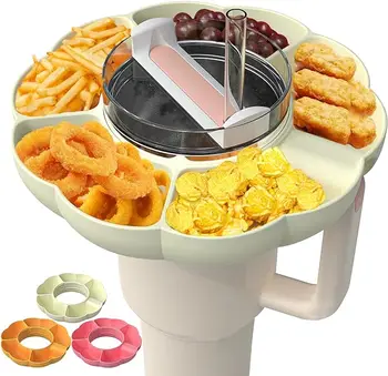 Factory Directly Reusable Food Grade Silicone Tumbler Cup Snack Bowl Tray Holder with Lid