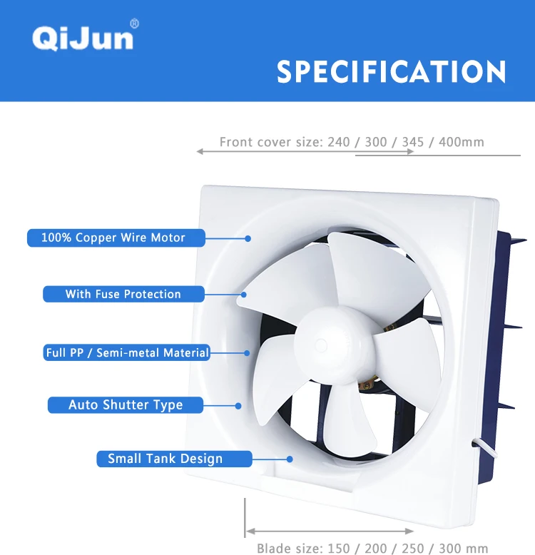 Saudi Arabia Fast Going GCC Approval Model 6 8 10 12 Inch Portable Kitchen Two Way Square Full Plastic Ventilation Exhaust Fan