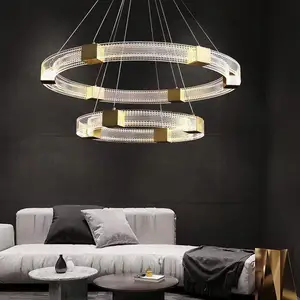 Nordic Personality Ring Chandelier Acrylic Gold Pendant Lights for Home Hotel Restaurant