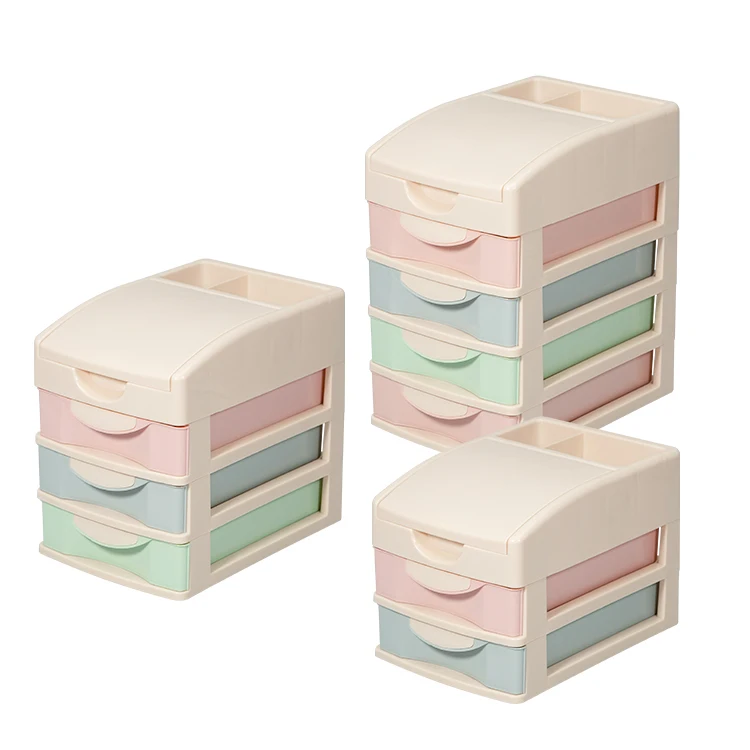 ITEM NO.5201BZ Factory 2/3/4 Layers Desktop Organizer Office Plastic Drawer Type Storage Box