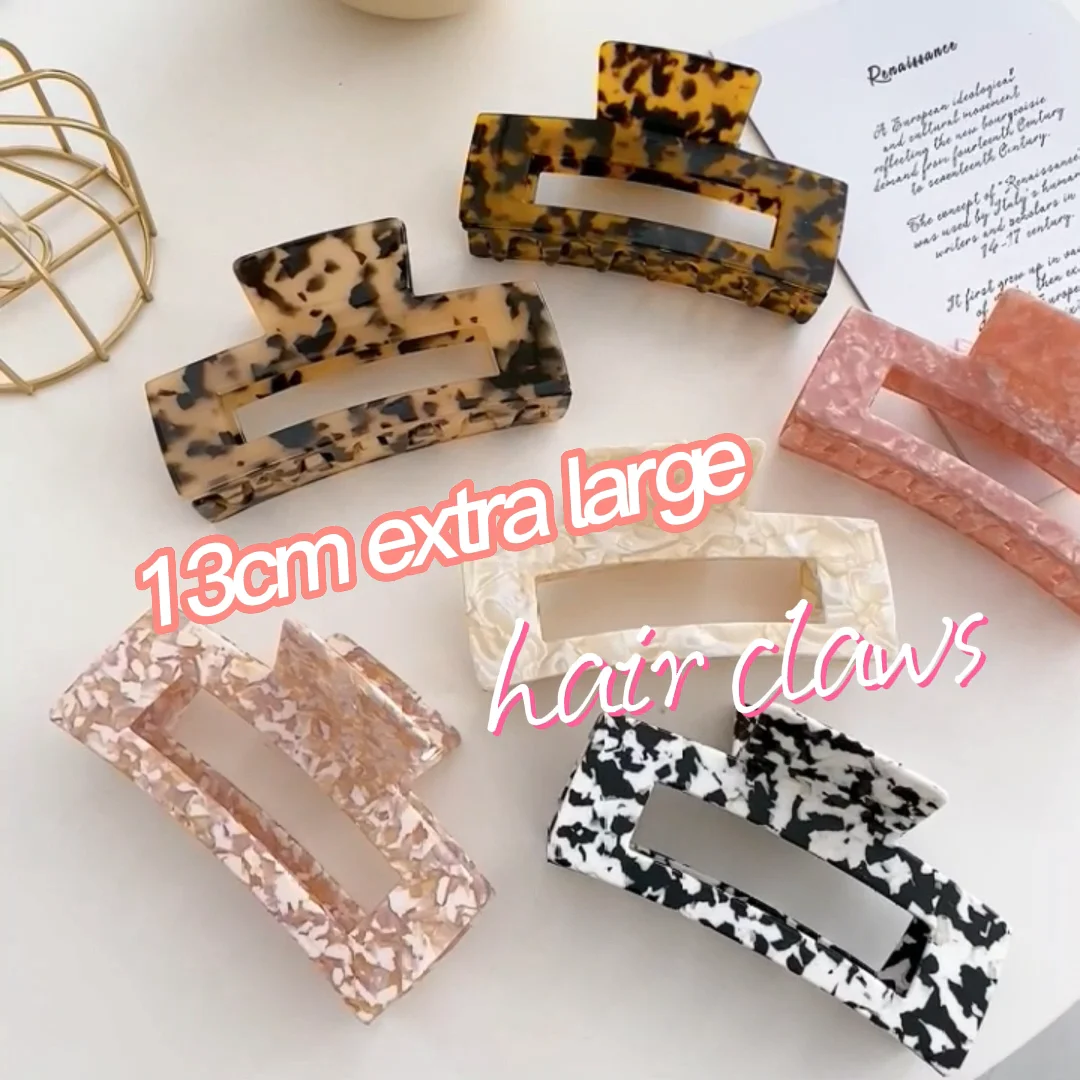 Wholesale Custom Oversized Hair Claws Korean Rectangle Large Cellulose Acetate 13cm Claw Clip