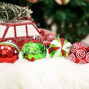Amazon Christmas ball tree pendant Ornaments 6CM reindeer old man Painted Christmas Ball Set Box Christmas Tree plastic ball