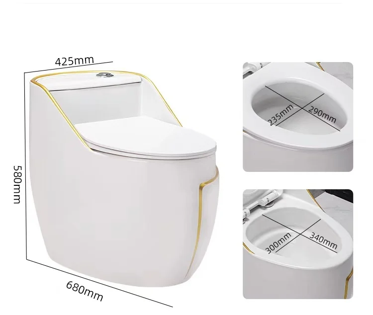 Modern design simple sanitary ware ceramic bathroom white gold line siphon one piece color toilet bowl factory