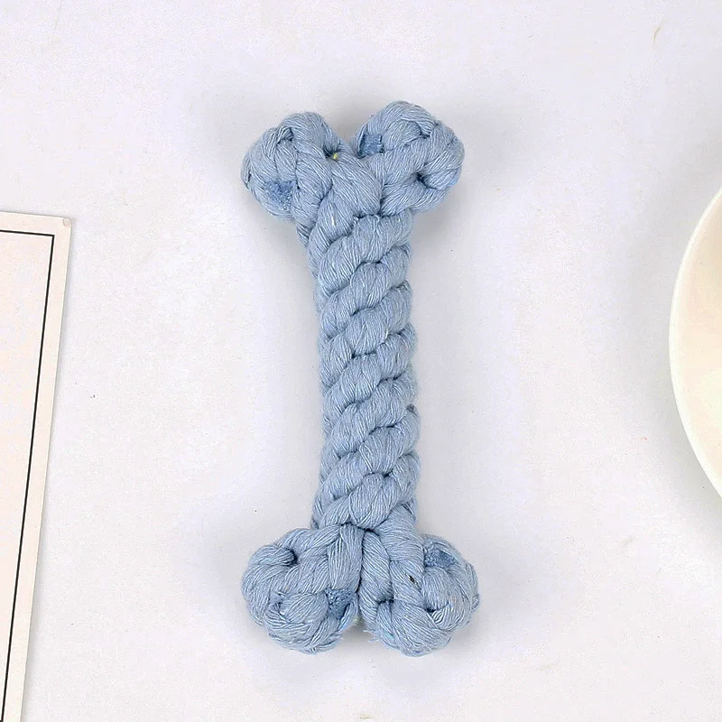 2025 New Pet Toy Colored Dog Bone Rope Knot Chew Resistant Cotton Rope Dog Toy