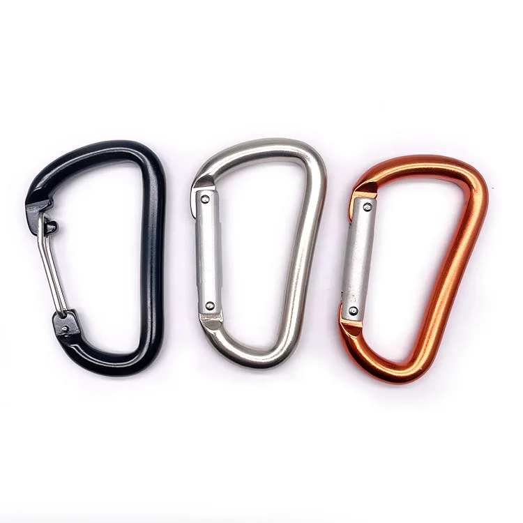 Aluminum 5KN Black Laser Logo Wiregate Hammock Metal Snap Hook Spring Clamp Hook Keychain Clip Karabiner
