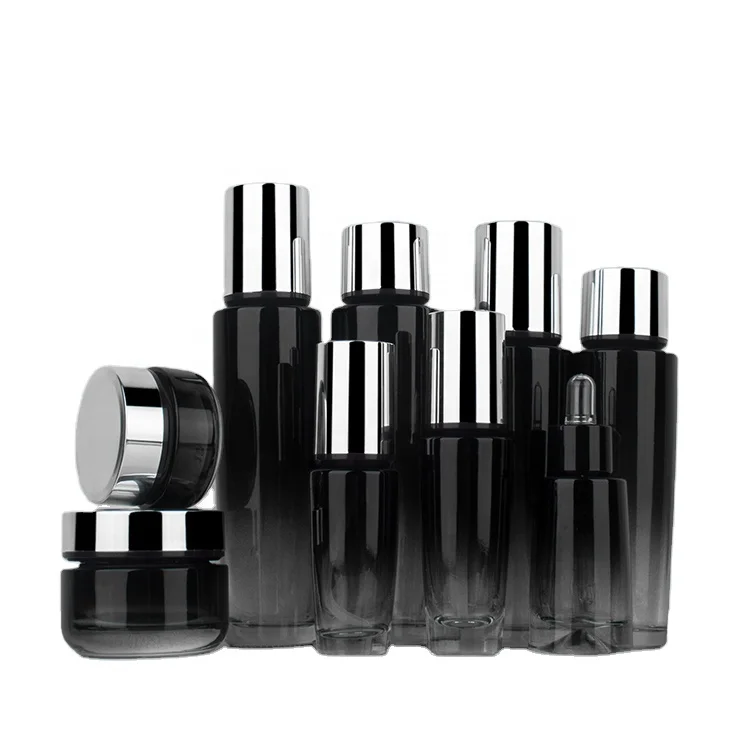 Luxury Cosmetic skincare packaging glass bottle set customization skincare cosmetic packaging glass container supplier