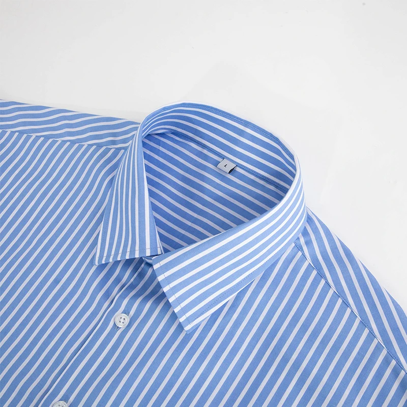 Premium Custom Mens Stripe Shirt Button up Collar Shirt Casual Shirt for Men Short Sleeve factory