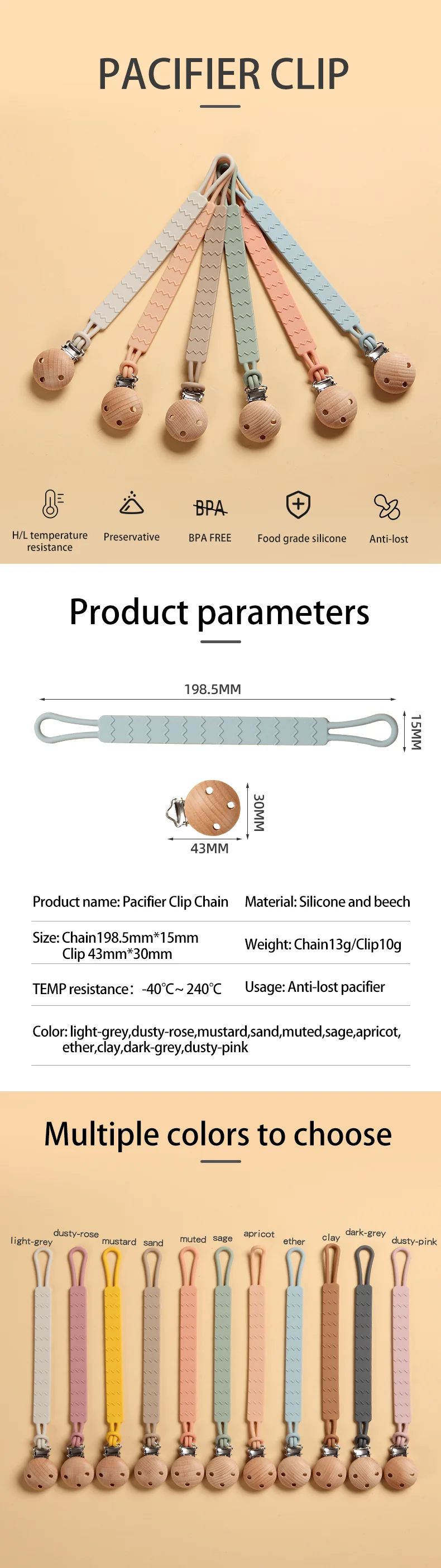 Wholesale Chewable Wooden Silicone Dummy Pacifier Clip Silicone Baby Pacifier Clip Chain Buy