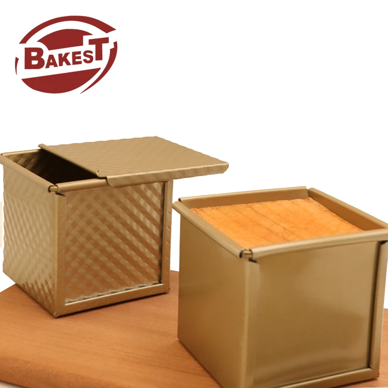 Bakest Small Square Corrugated Aluminum Alloy Toast Bread Box Loaf