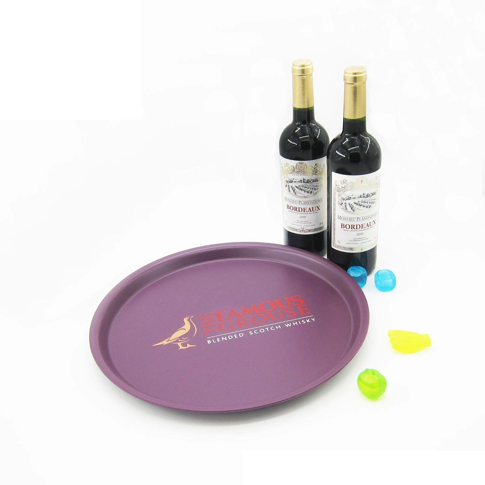 Promotional Round Waiter Plastic bar Serving Tray Beer Drinks Trays bar Pub Custom Plastic Wooden Metal Tray