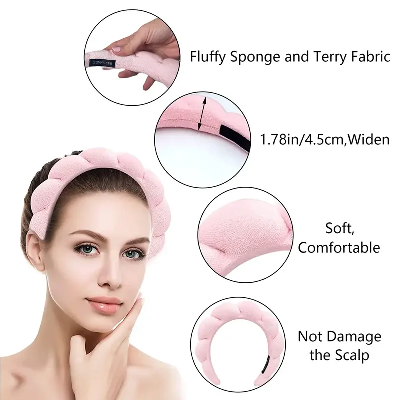 Terry Cloth Spa Headband Makeup Headband With Wristband Set For Washing 