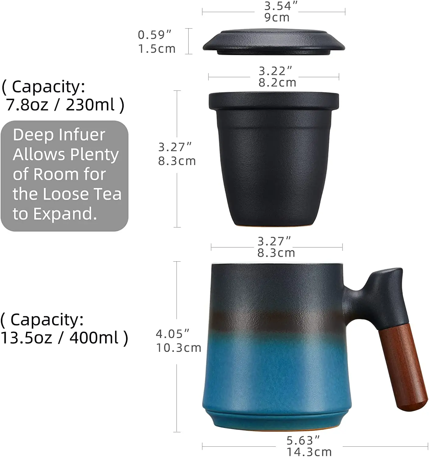 Ceramic Coffee Mug Set With Infuser And Lid Loose Leaf Teacup Tet