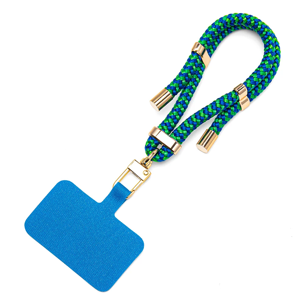 Роскошные дизайнерские регулируемые Tab патч слинг веревка шнур браслет на руку телефон ремни для корпус телефона с металлическим кольцом