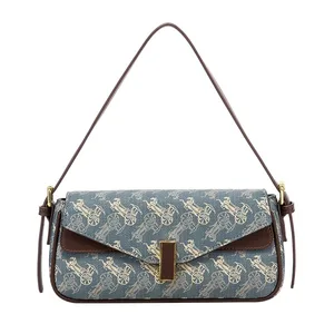 2026 Luxury Fashion Brand Women's Shoulder Bag High Quality Leather Embroidery Decoration Waterproof Hasp Lady's for Autumn