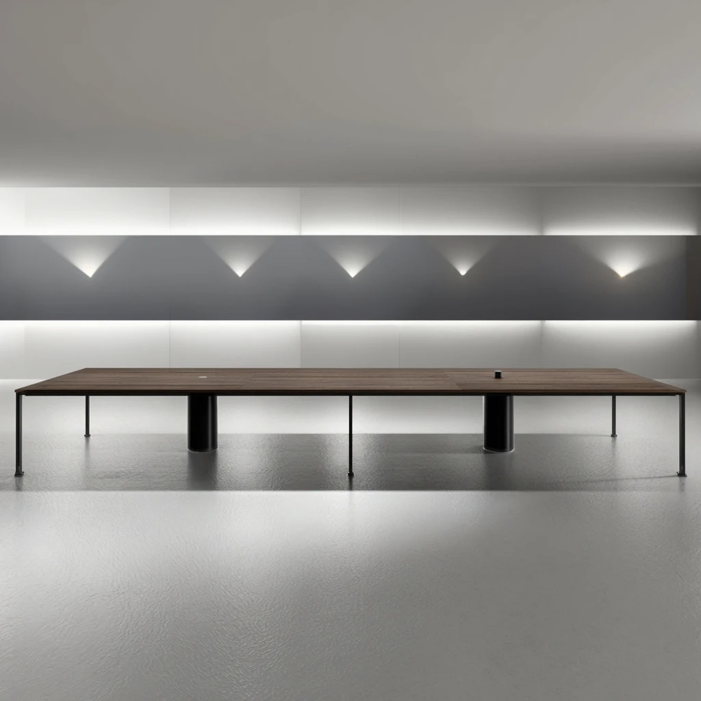 Executive Boardroom Table Integrated Smart Power Rail Wireless Charging Meeting Desk 5