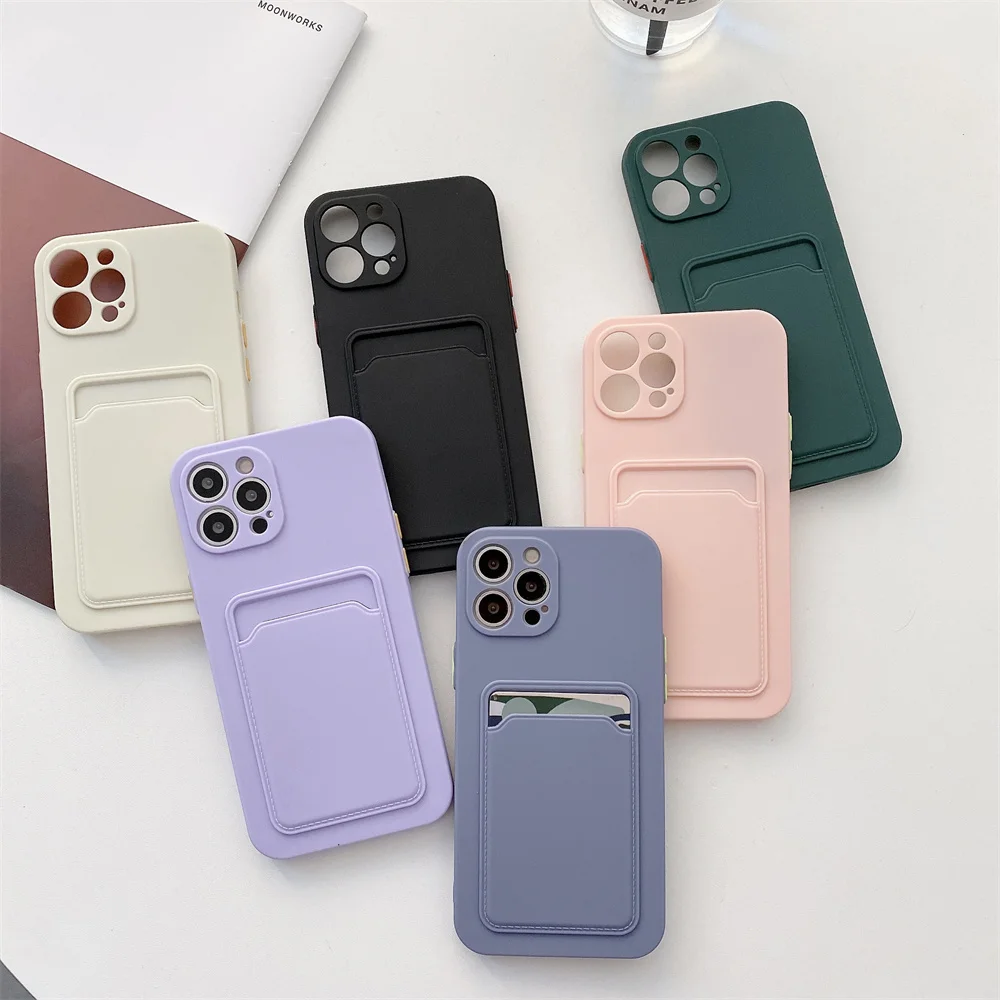 Laudtec Custom Cheap Anti-Fall Soft TPU Back Cover Silicone Wallet Card Holder Phone Case For IPhone 13 Mini Max Pro