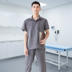 Customized Logo Woven Spandex Men's Nurse Scrubs Suit OEM Stretchy Nursing Sets Medical Hospital Uniforms