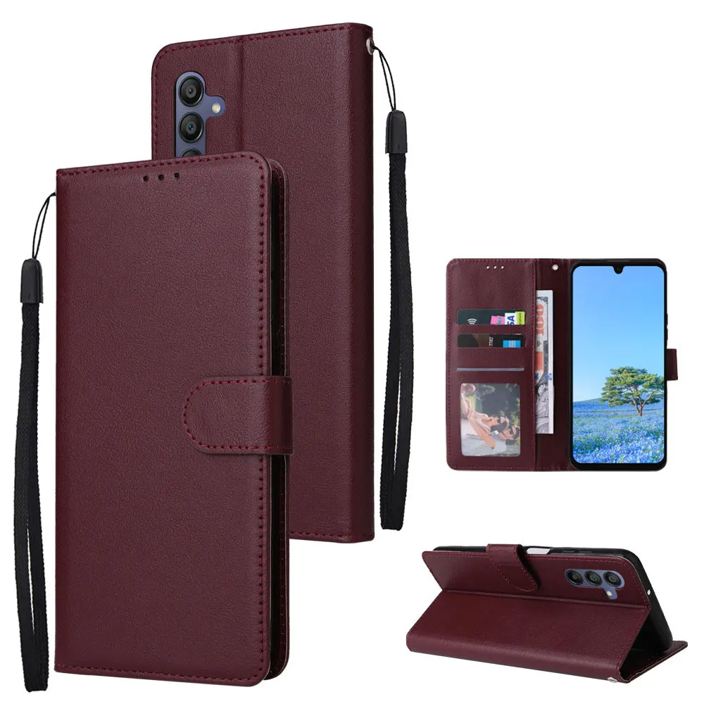 Luxury Leather Wallet Mobile Phone Case Card Holder Cover with Shoulder Straps for Samsung A16/A06/A55