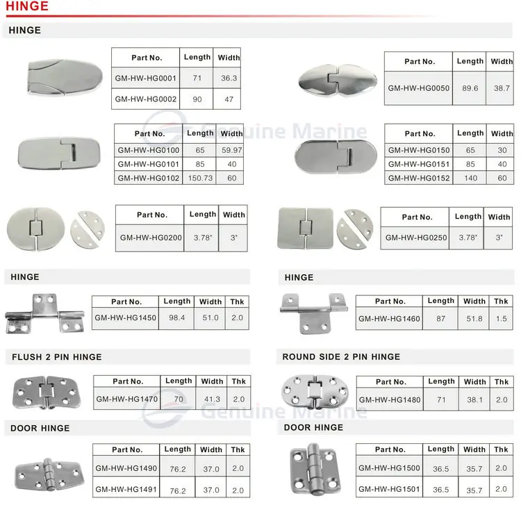 Genuine Marine Wholesale High Quality Marine Hardware Hinge Accessories