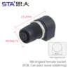 Presa Femmina Angolata M8 (PCB, compatibile con saldatura a onda)