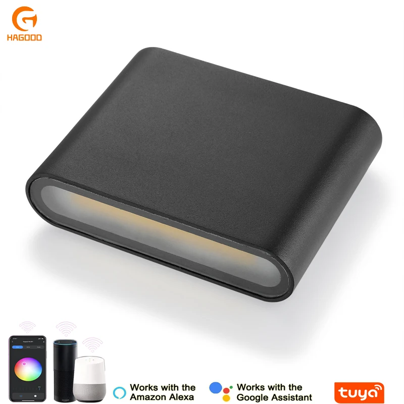 Hagood 9W Smart RGBW APP Control Thin square Wall Lamp Indoor Outdoor for Bedroom Office Hotel Room Decorative Wall Light