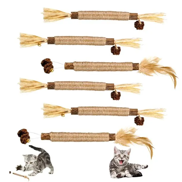 Longnew Pet Natural Silvervine Matatabi Cat Chew Sticks Blend Sticks Lafite Grass Fruits Cat