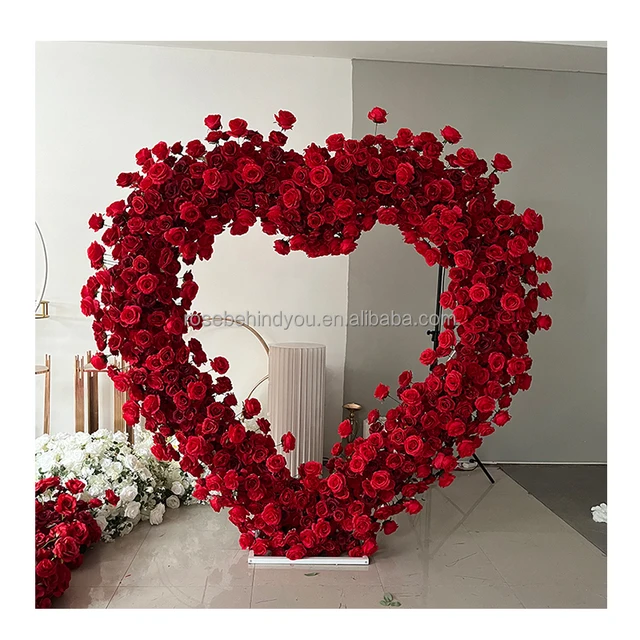 2023 Wedding Proposal Silk Roses Artificial Flowers Red Flower Heart Arch