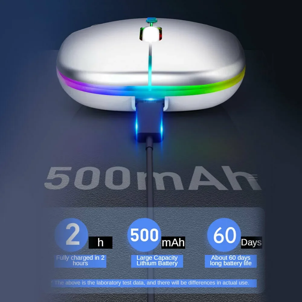 Custom 2.4GHz bluetooth 5.0 Dual Mode Wireless Mouse Silent LED RGB Backlight Rechargeable Gaming Wireless Mouse for Laptop ipad